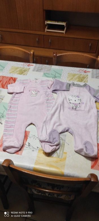 Lot 2 grenouillère velours influx 12 mois