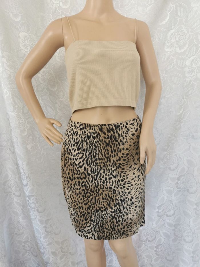 Jupe léopard. Marron. Beige. Taille 36. Promod