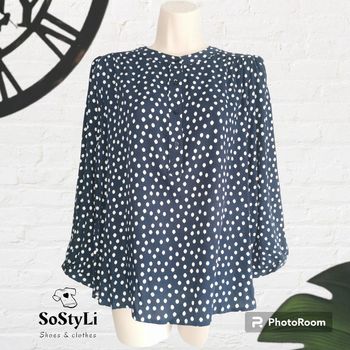 Blouse bleu marine à pois OVS Taille M