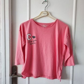 Tee-shirt manches courtes 3/4 unie, haut pyjama