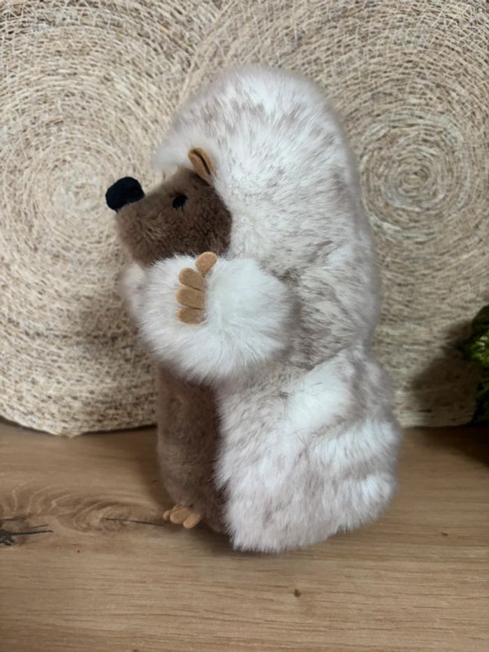 Vintage peluche hérisson blanc marron joual - photo numéro 3