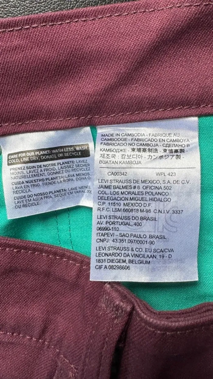Jean Levi's 511 Bordeaux homme Taille XL 42 W32L32 - photo numéro 7