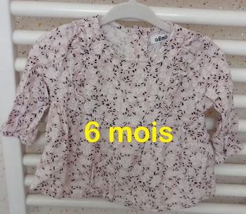 Tunique manche longue rose motif blanc noir Gémo Taille 6 mois