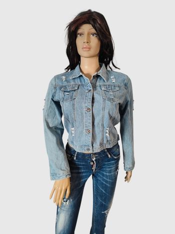 Veste en jean brodée Golden Live taille L - Un brin de bohème
