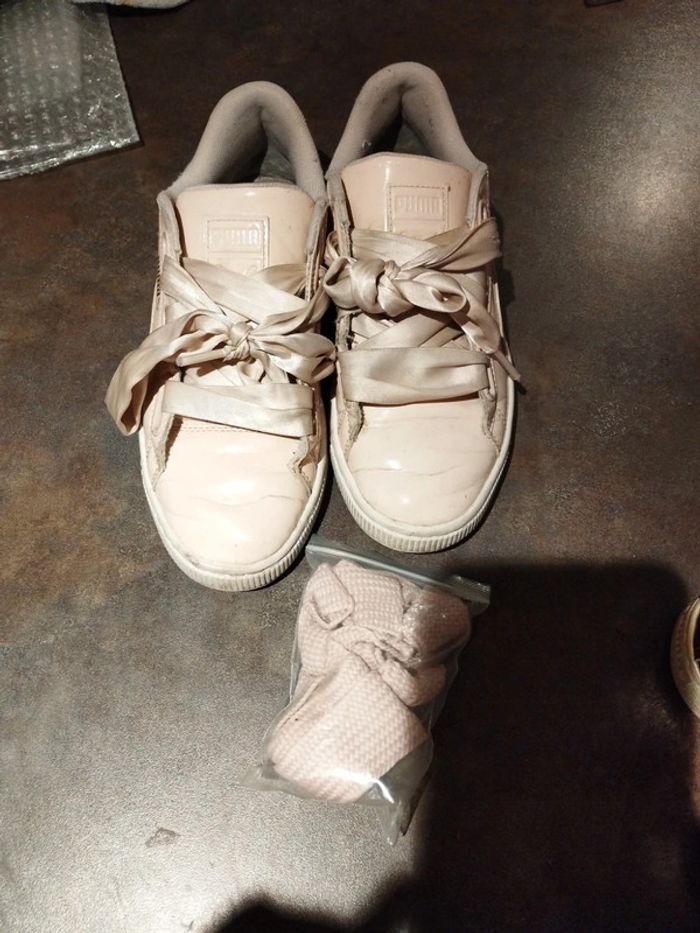 Basket puma rose vernis + lacet