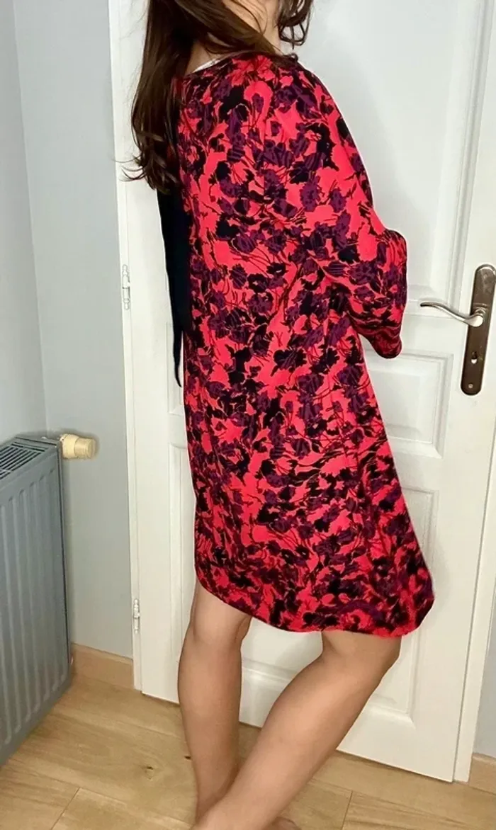 Robe rouge fluide imprimé fleuri – Promod (T 36 / S) - photo numéro 7