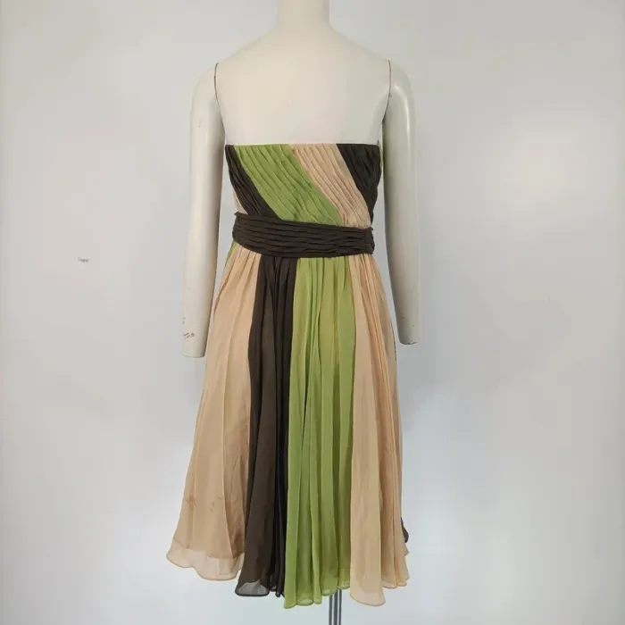 Robe bustier plissée Nougat London beige vert marron taille 38 cocktail été A100 - photo numéro 4