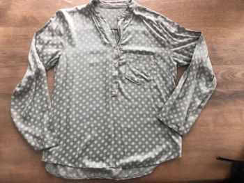 Chemisier blouse vert-pois blanc