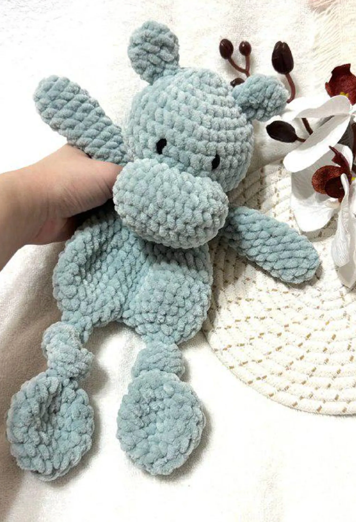 🦛 Doudou Hippopotame au crochet – Fait main avec amour 🧶💜