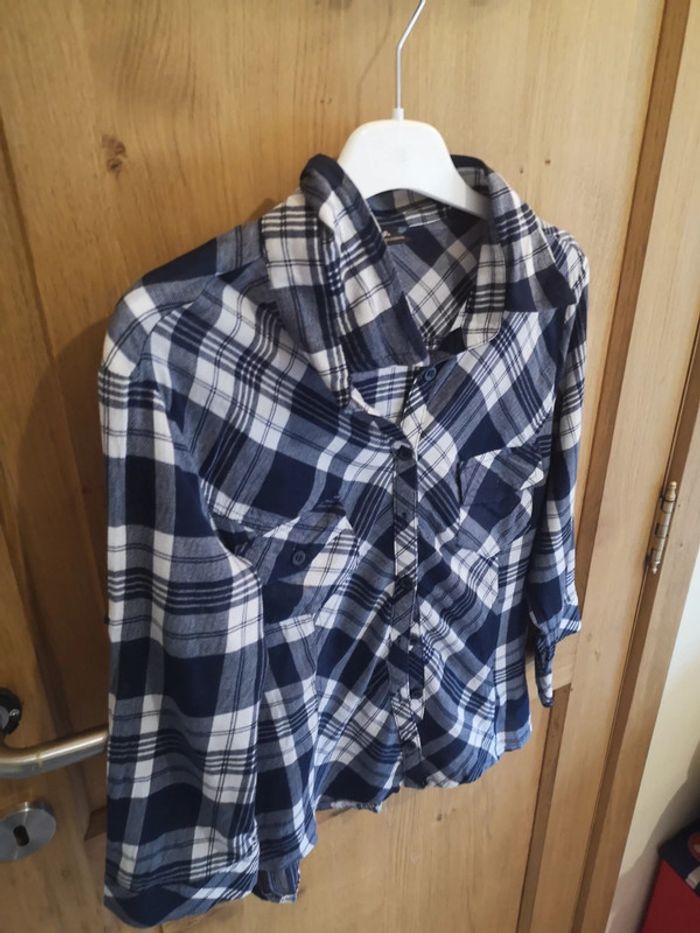 Chemise à carreaux en bleu marine, gris et blanc 36 - photo numéro 2