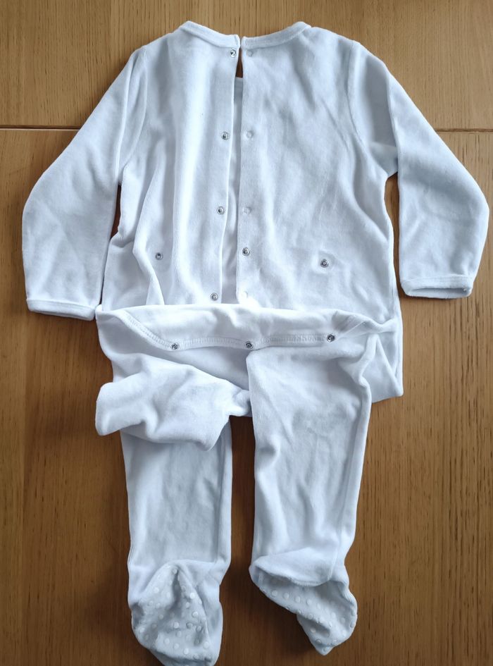 Pyjama dors-bien velours Vertbaudet blanc unisexe - photo numéro 8