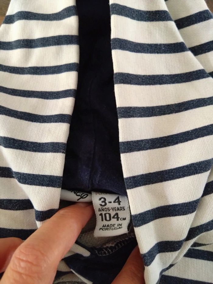 Sweat marinière a capuche Disney 3 4 ans - photo numéro 2