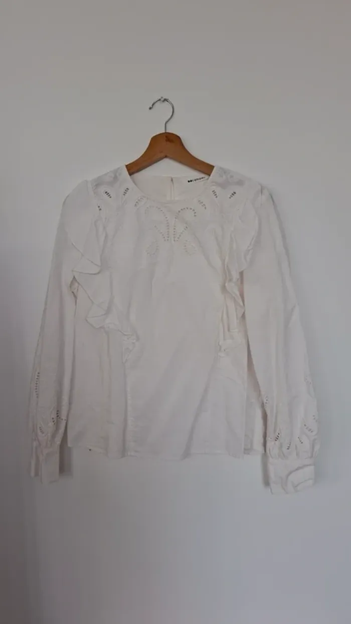 Blouse boheme ultra tendance en broderie blanche crème – Camaïeu (Taille L, neuve) 🤍 - photo numéro 2
