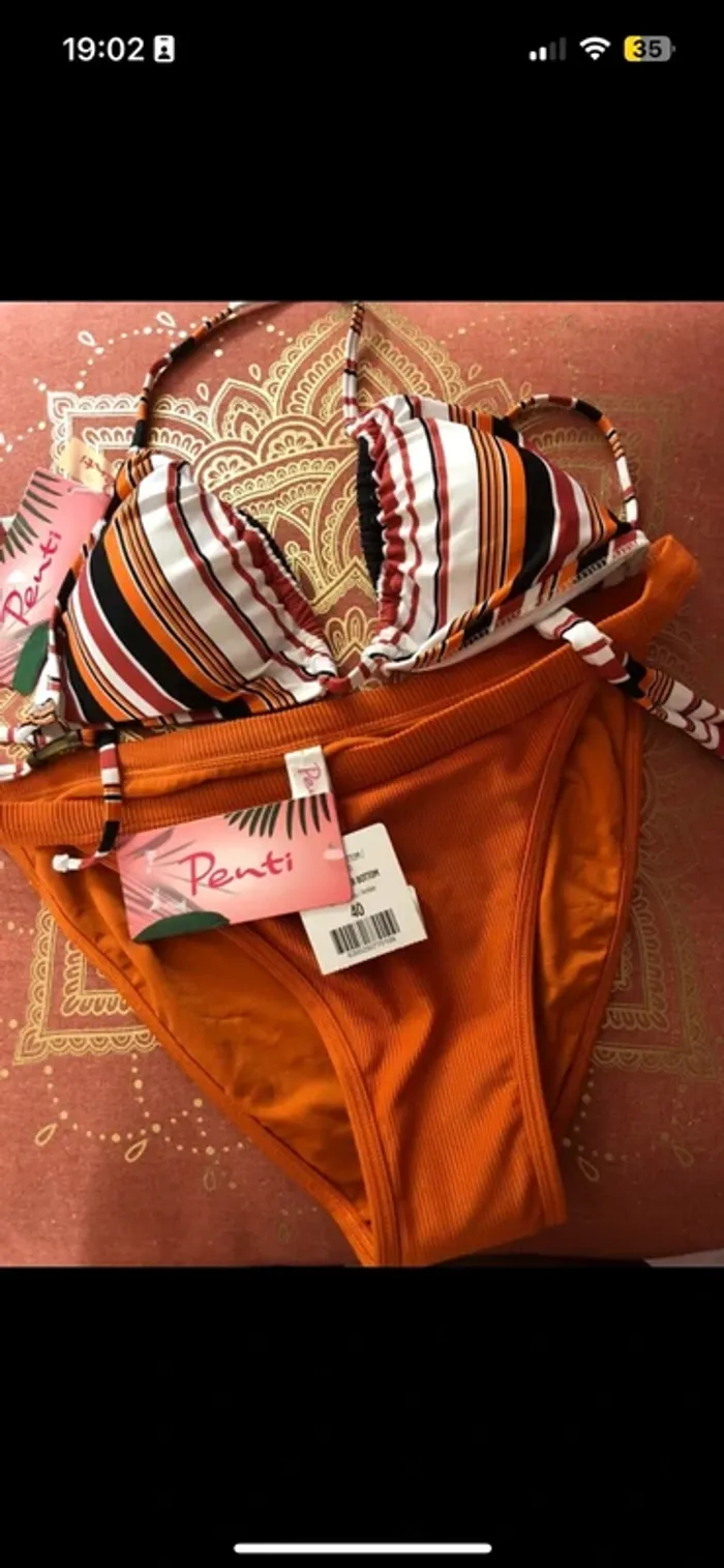 🧡👙Maillot de bain deux pièces 38/40 neuf avec étiquette New with tags two-piece swimsuit👙🧡 - photo numéro 3