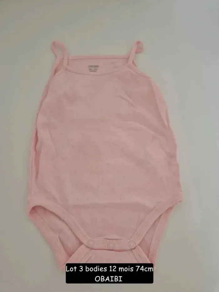 Collection 2025 🌸 3 bodies bretelles été Obaibi , Parfait état 🌸 12 mois 74 cm - photo numéro 9