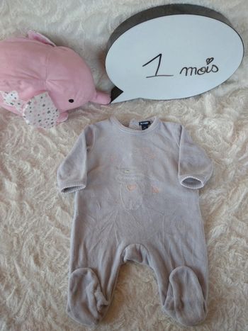 Pyjama grenouillère velours Fille 1 mois Lapin Love Me Kiabi