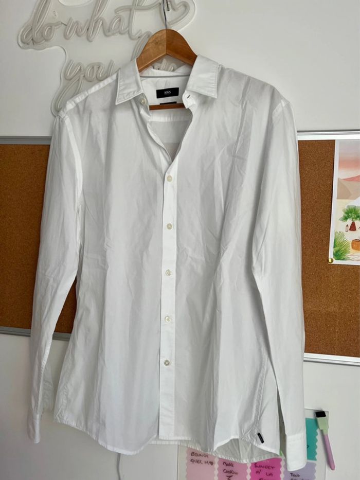 Chemise Boss Slimfit Blanche Manches longues Taille L