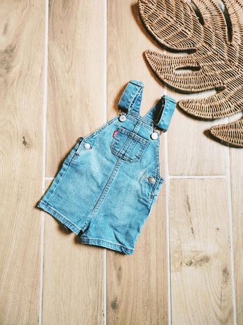 👖Levi's Strauss - Salopette en jean bleu mixte fille/garçon modèle Shortall -taille 3mois
