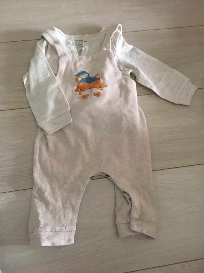 Ensemble salopette + t-shirt manches longues 9 mois Sergent major