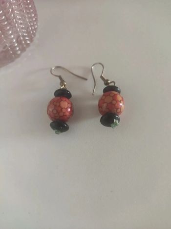 Boucles d'oreilles orange et noir