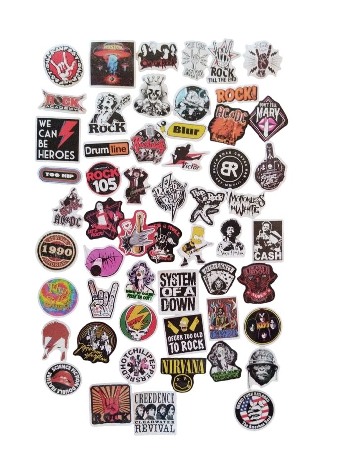 Set 54 stickers autocollants Rock Hard Rock Punk