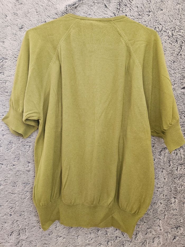 Gilet vintage à boutons et manches courtes vert sauge de chez Rodier - photo numéro 7
