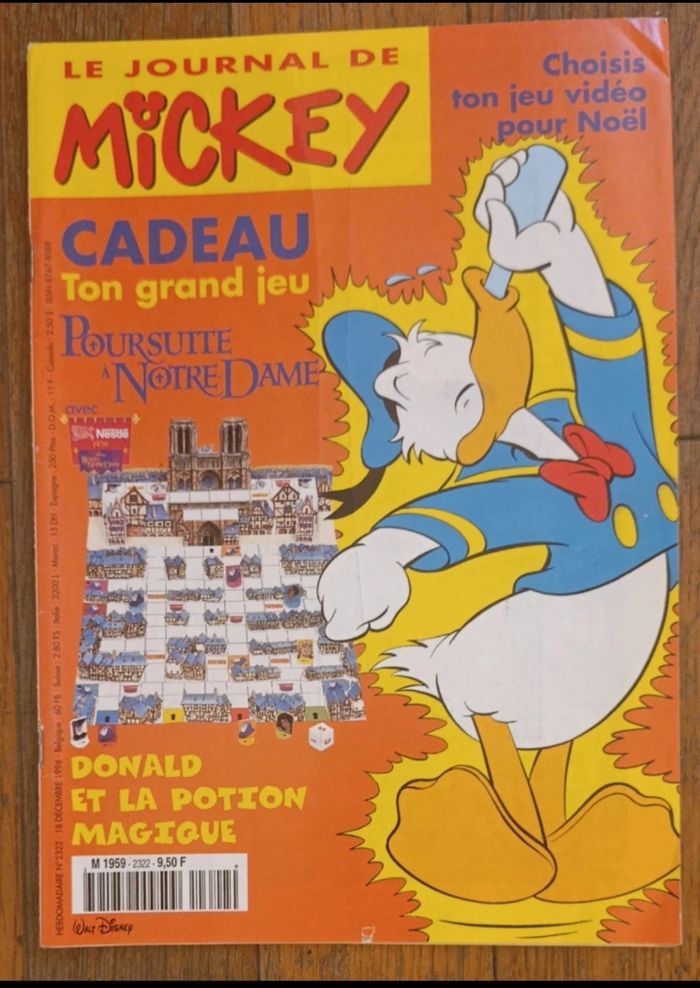 Ancien journal de mickey avec cadeau jeu Bossu de notre dame N°2322 de 1996 vintage - photo numéro 2