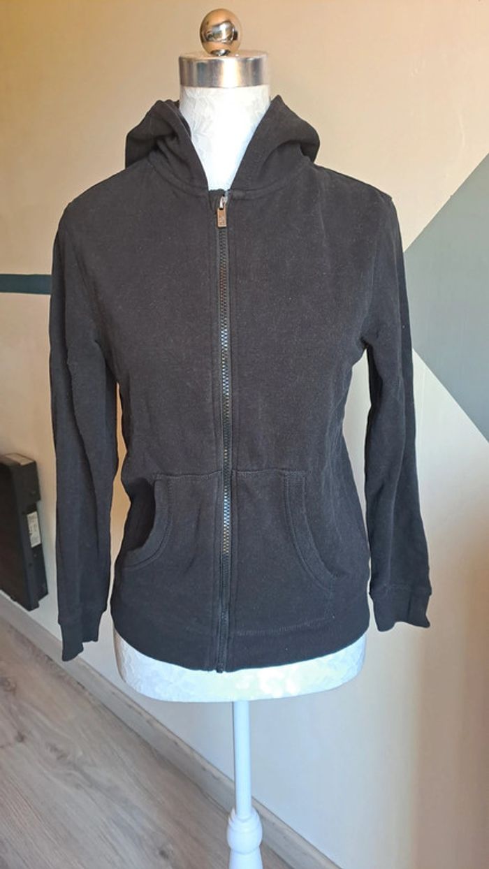 💚Sweat zippé noir à capuche – basique unisexe – 12 ans - photo numéro 2