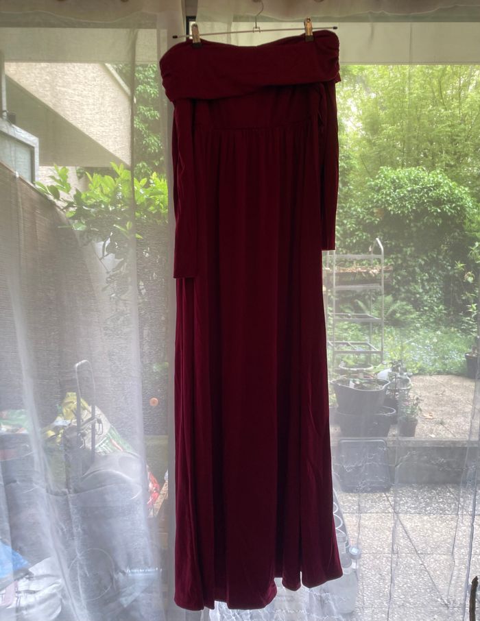 Robe de soirée de maternité rouge bordeaux