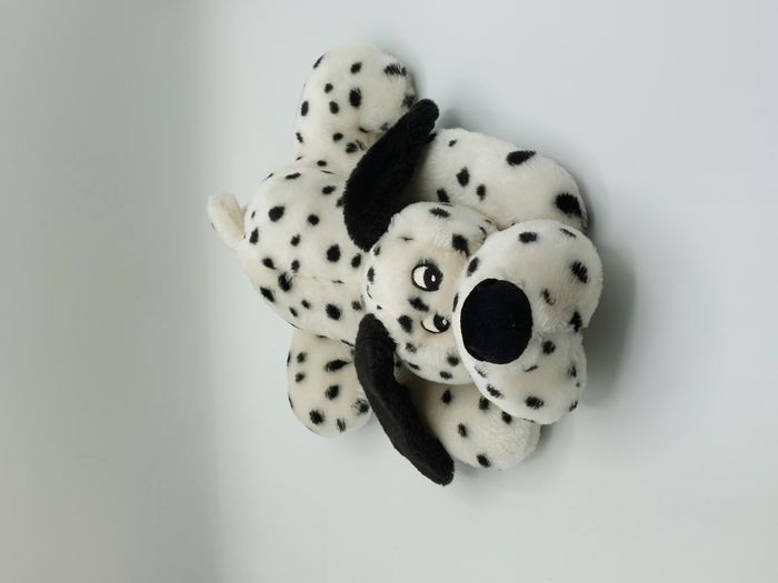 Peluche doudou chien dalmatien FRANÇOISE SAGET Perfectel noir blanc 30 cm