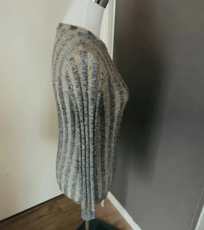 A.P.C - Pull fin Maille doré et argenté taille M/38 - photo numéro 7