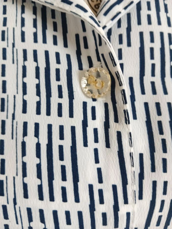 Chemisier vintage blanc et marine – Taille L - Très bon état - photo numéro 9