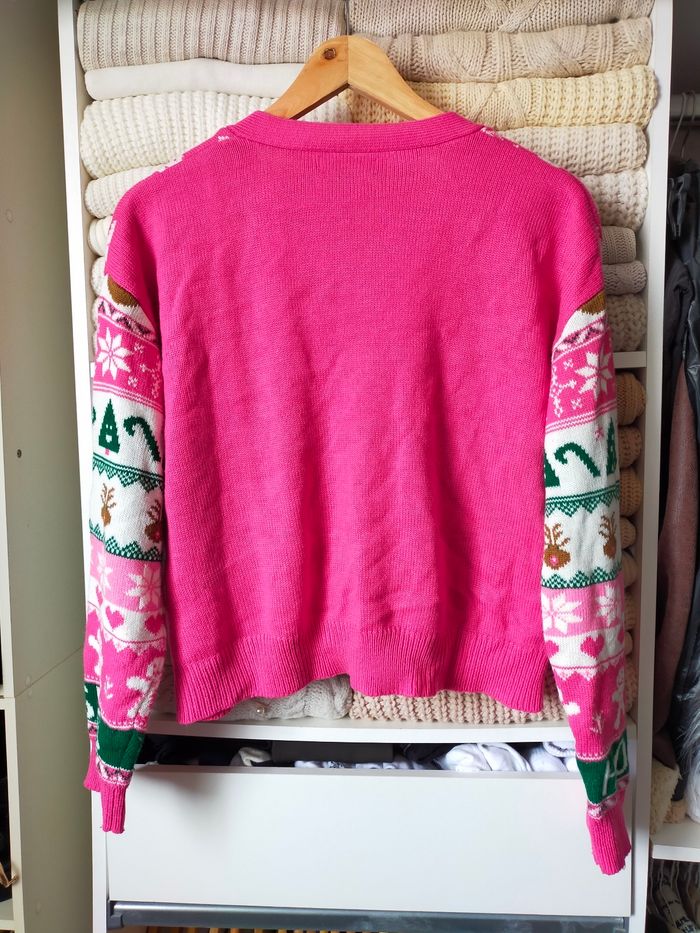 Pull de Noé ou gilet boutonné rose femme L - photo numéro 7