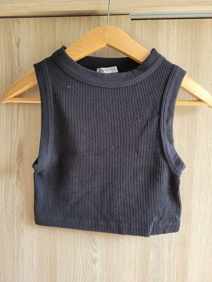 Débardeur court noir taille XS Zara