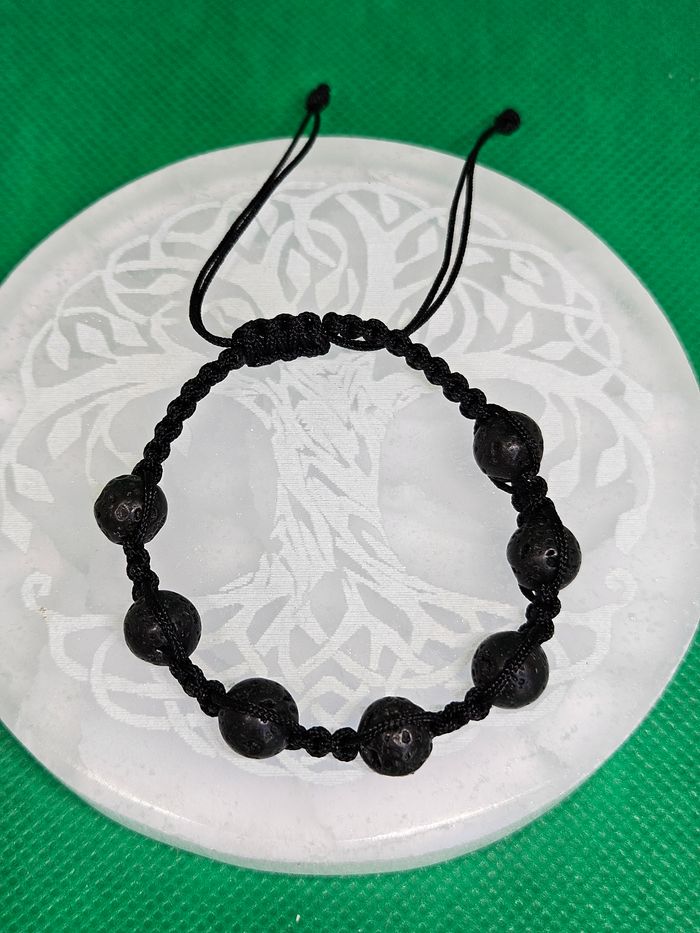 Macramé Bracelet en Pierre de Lave - photo numéro 3