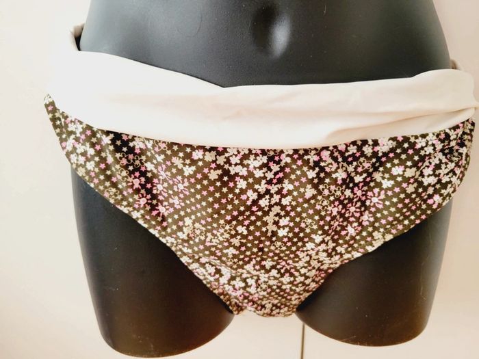 Maillot de bain 2 pièces taille XL 42 Lulu Castagnette fleurs vert rose - photo numéro 7