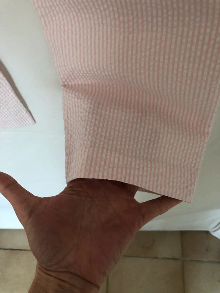 Pantalon stretch sept huitième rayures roses Benetton taille 34 neuf - photo numéro 6