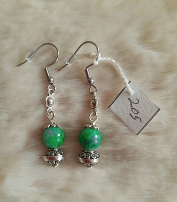 Boucles d'oreilles perle acier et verre