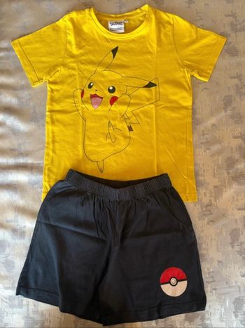 🌟 Pyjama 2 pièces Pokémon 8 ans ⚡ | Tee-shirt jaune + short bleu marine | TBE