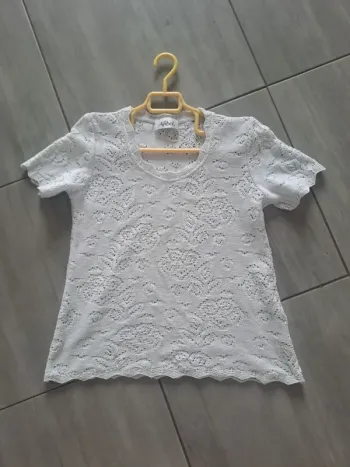 Top épais ajouré Blanc Afibel Taille 42/44