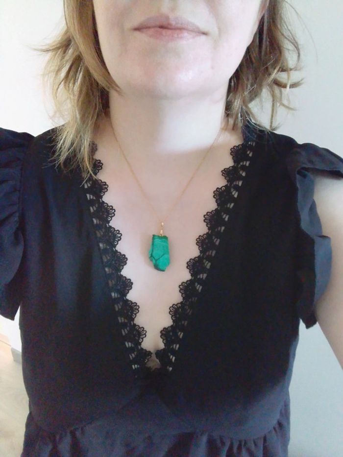 Collier éclat en pierre naturelle de malachite - photo numéro 2