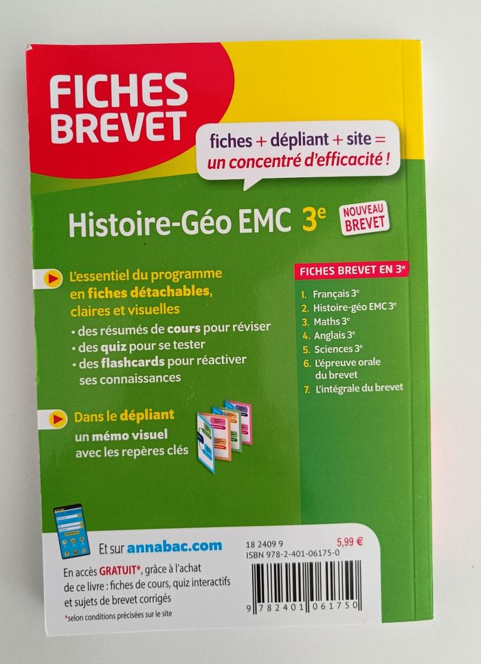 Fiches brevet Histoire Géographie EMC neuf - photo numéro 2