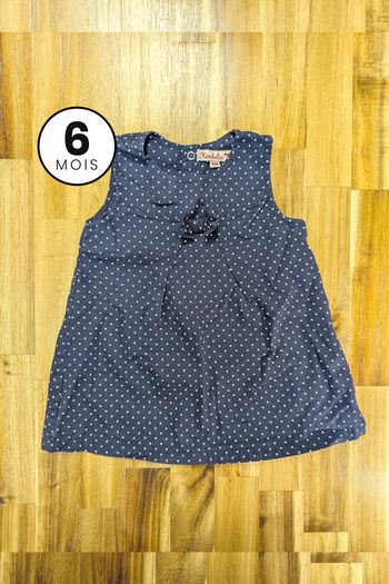 Robe droite sans manches bleu à pois - bébé fille 6 mois