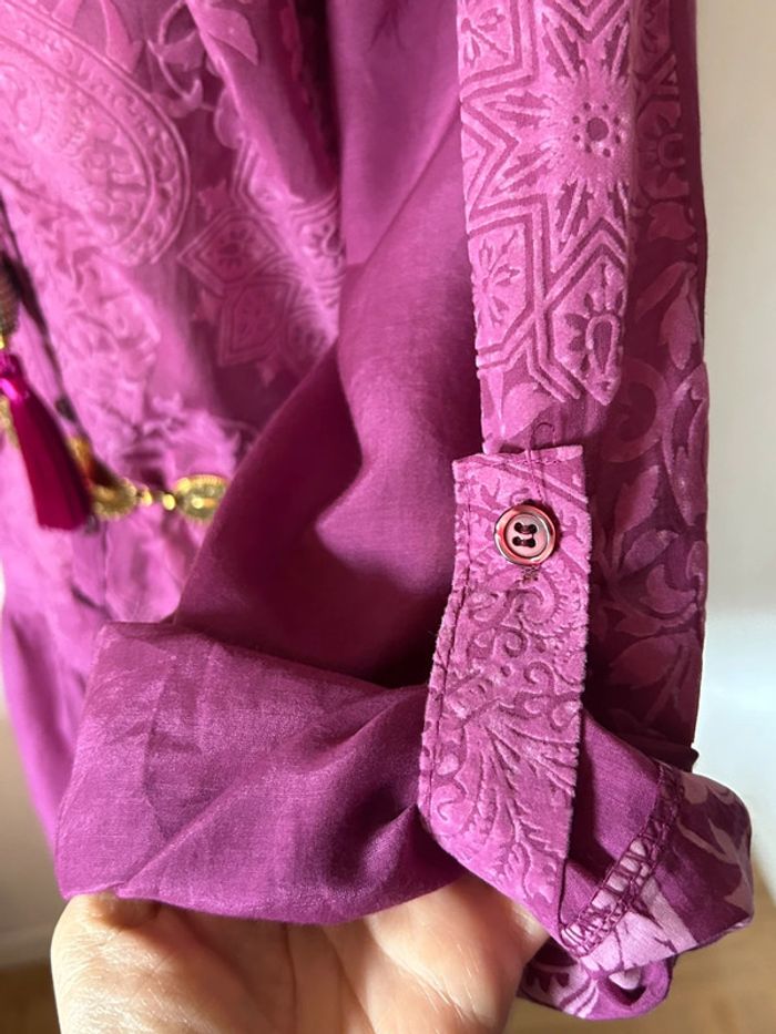 🩷🌿Blouse tunique vintage bohème soie coton taille 40/L Boho hippie chic silk blouse🌿🩷 - photo numéro 16