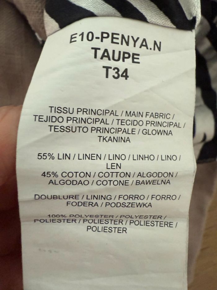 Pantalon en lin et coton Morgan beige en 34 - photo numéro 3