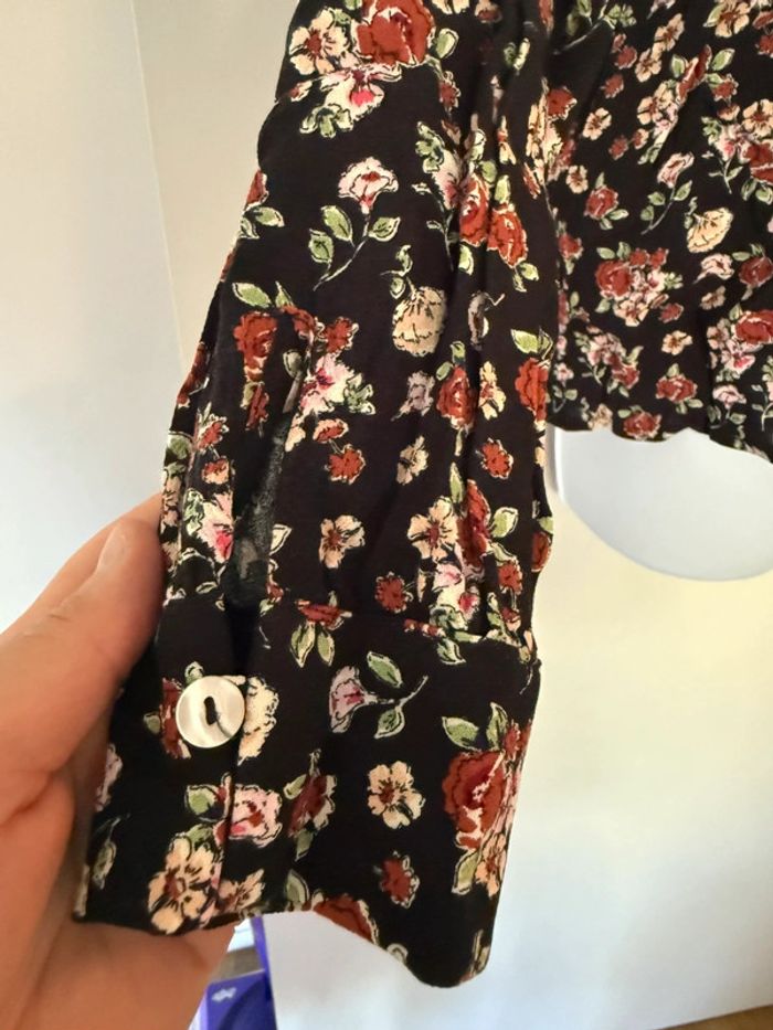 Chemise noire fleurie Mango - photo numéro 2