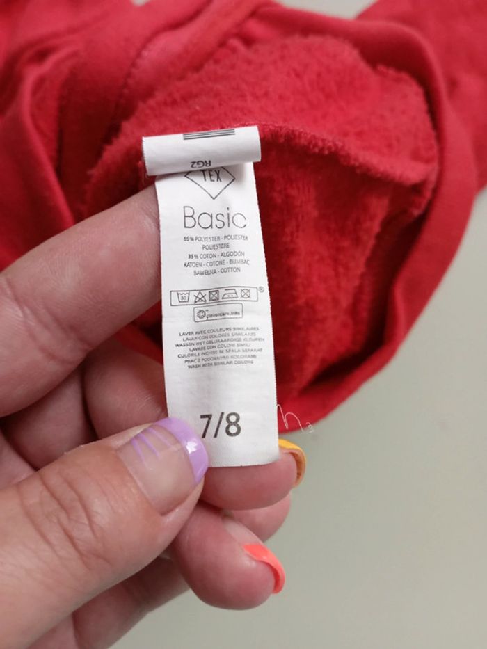 Gilet zippé à capuche TEX 7/8 ans rouge - photo numéro 5