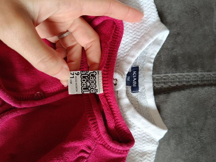 Lot de deux vestes fille 9 mois blanc et rouge - photo numéro 2