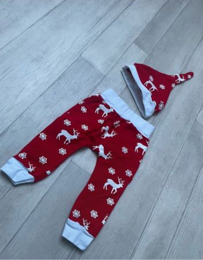 Pantalon et bonnet Noël bébé