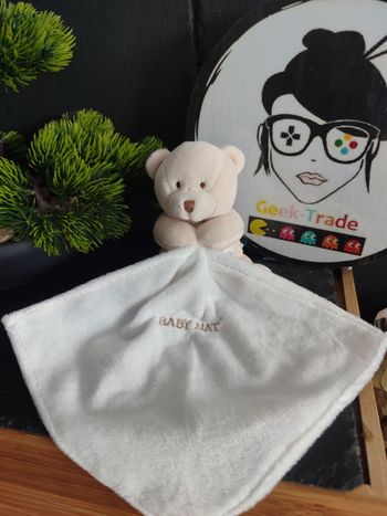 doudou ours mouchoir baby nat bn3520 blanc crème beige marron naturel Naturel